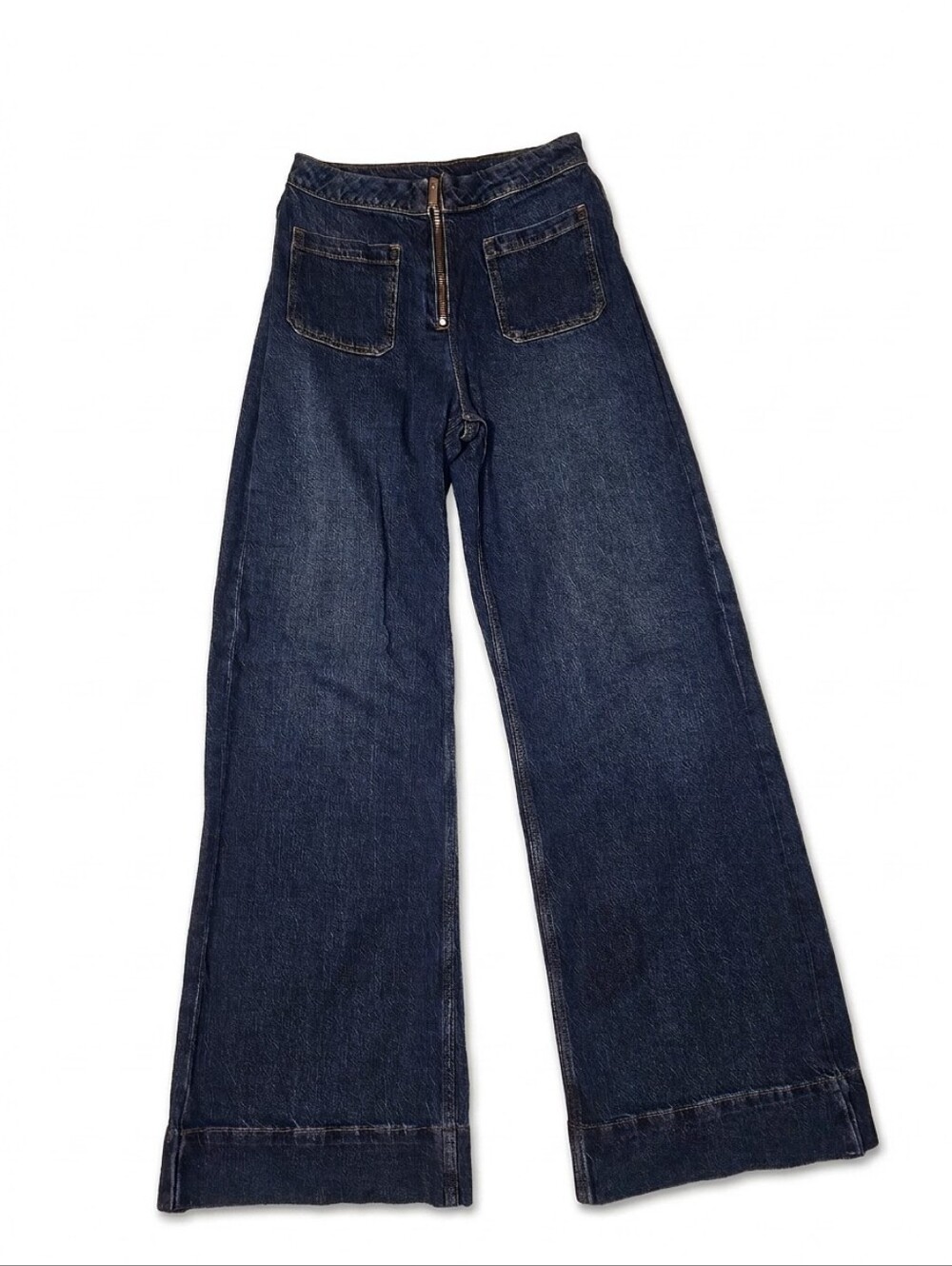 Super High-Waisted, Dark Blue, Wide Leg Women's Jeans